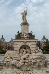 Fototapeta na wymiar Fountain of Hercules and Antaeus, a world heritage site, in the gardens of the royal palace of Aranjuez, province of Madrid. Spain