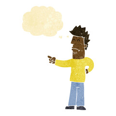 cartoon man pointing with thought bubble