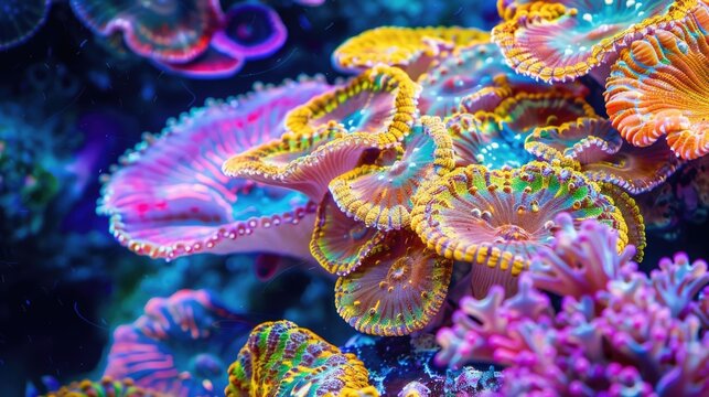 Vibrant close-up image of colorful corals, ideal for marine life concepts