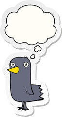 cartoon bird with thought bubble as a printed sticker