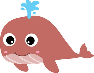 cute whale cartoon, sea animal