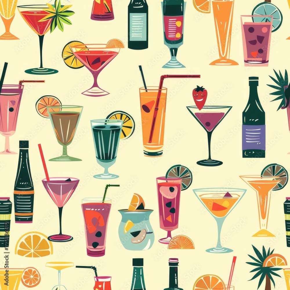 Aufkleber A collection of different types of drinks and beverages. Suitable for various concepts and themes