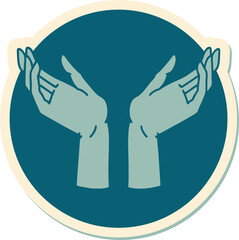 sticker of tattoo in traditional style of open hands