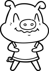 nervous cartoon pig
