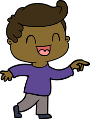 cartoon happy man pointing