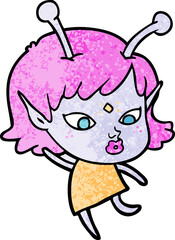 pretty cartoon alien girl dancing