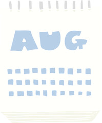 flat color illustration of calendar showing month of august