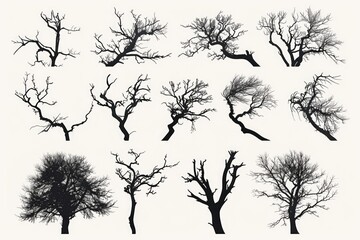 Barren trees in a winter landscape, suitable for various nature themes