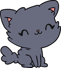 cartoon illustration cute kawaii fluffy cat