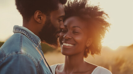 Happy black couple in summer