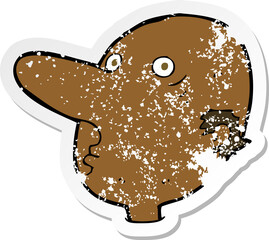 retro distressed sticker of a cartoon balding man