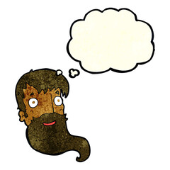 cartoon bearded man with thought bubble