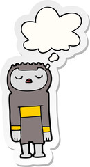 cartoon robot with thought bubble as a printed sticker