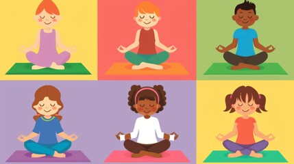 Group of Children Practicing Yoga Poses