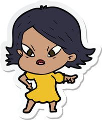 sticker of a cartoon stressed woman