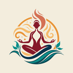 Obraz na płótnie Canvas -logo-yoga-meditation-retreat-calligraphic-flowing
