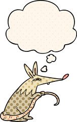 cartoon rat with thought bubble in comic book style