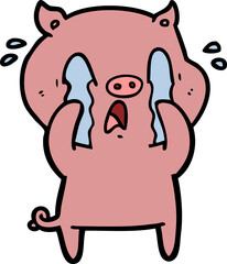 crying pig cartoon