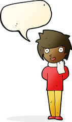 cartoon friendly man with speech bubble