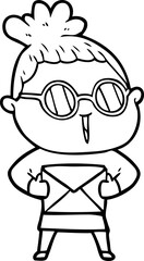 cartoon woman wearing spectacles