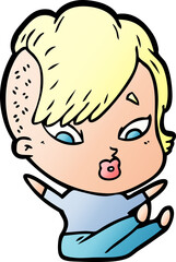 cartoon surprised girl falling over