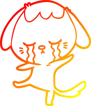 recommend clip art: warm gradient line drawing of a cartoon dog crying