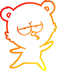 warm gradient line drawing of a bored bear cartoon