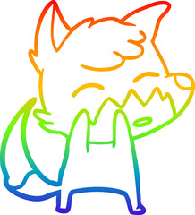 rainbow gradient line drawing of a cartoon fox