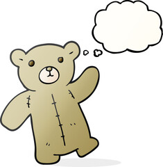 freehand drawn thought bubble cartoon teddy bear