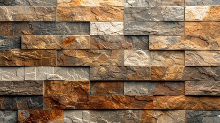 Detailed close up of a multi-colored stone wall. Suitable for backgrounds or textures