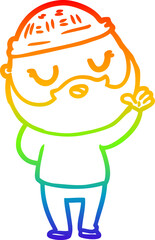 Fototapeta premium rainbow gradient line drawing of a cute cartoon man with beard