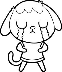 cute cartoon dog crying