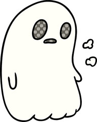 cartoon illustration of a kawaii cute ghost