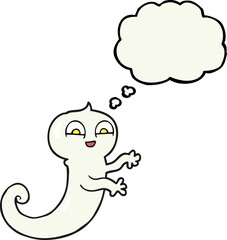 freehand drawn thought bubble cartoon ghost