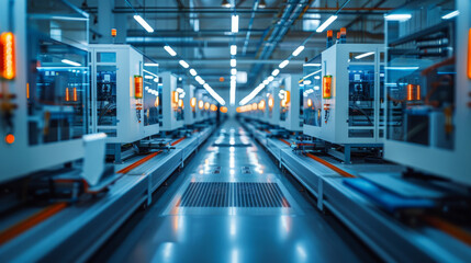 Industrial Automation, A modern production line with automated machinery in operation.