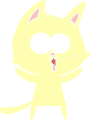 funny flat color style cartoon cat