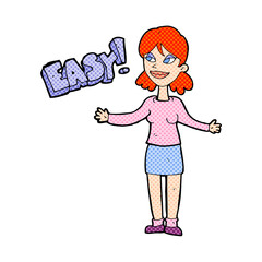 cartoon woman confident in her abilities