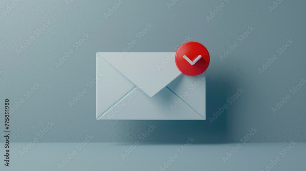 Aufkleber White envelope with a red button, suitable for business or communication concepts
