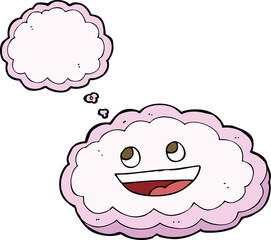 cartoon decorative cloud with thought bubble