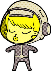 cartoon pretty astronaut girl
