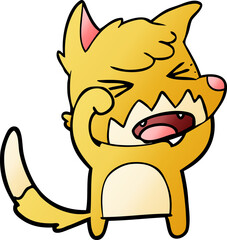 angry cartoon fox rubbing eyes