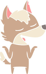 flat color style cartoon wolf laughing