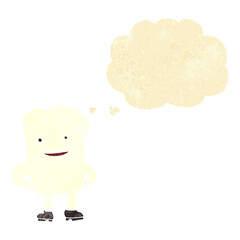 cartoon tooth looking smug with thought bubble