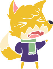 angry flat color style cartoon fox