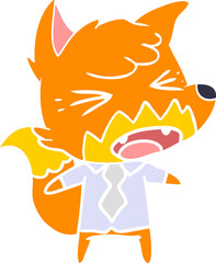 angry flat color style cartoon fox boss