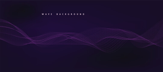 Purple background with flowing wave lines. Futuristic technology concept. Vector illustration
