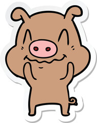 sticker of a nervous cartoon pig