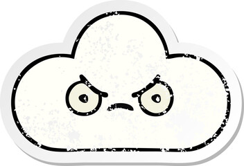 distressed sticker of a cute cartoon white cloud