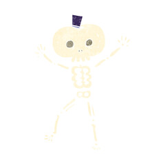 freehand retro cartoon dancing skeleton