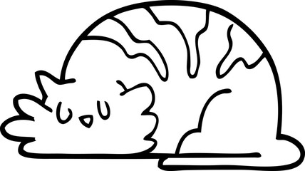 line drawing cartoon sleepy cat